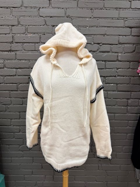 Courtney Cream Black Trim Sweater