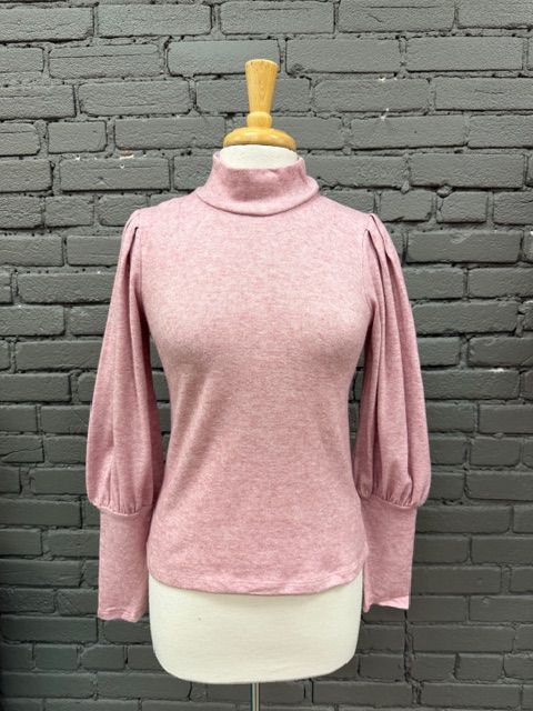 Isla Mauve Mock Neck Puff LS
