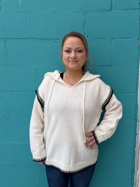 Courtney Cream Black Trim Sweater