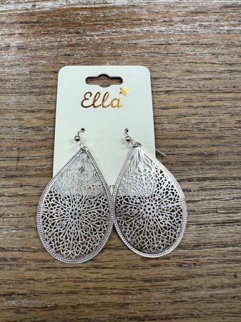 Silver Web Teardrop Earrings