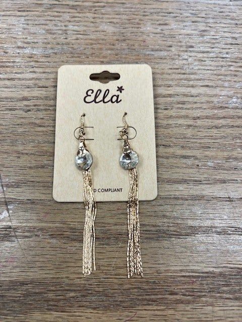 Gold Gem Tassel Earrings