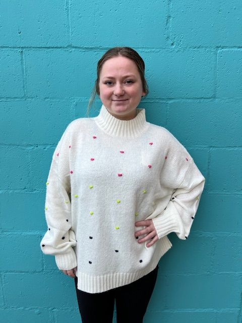 Novie Colorful PomPom Sweater