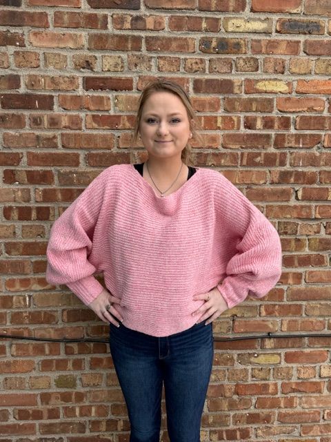 Annie Pink Metallic Dolman Sweater
