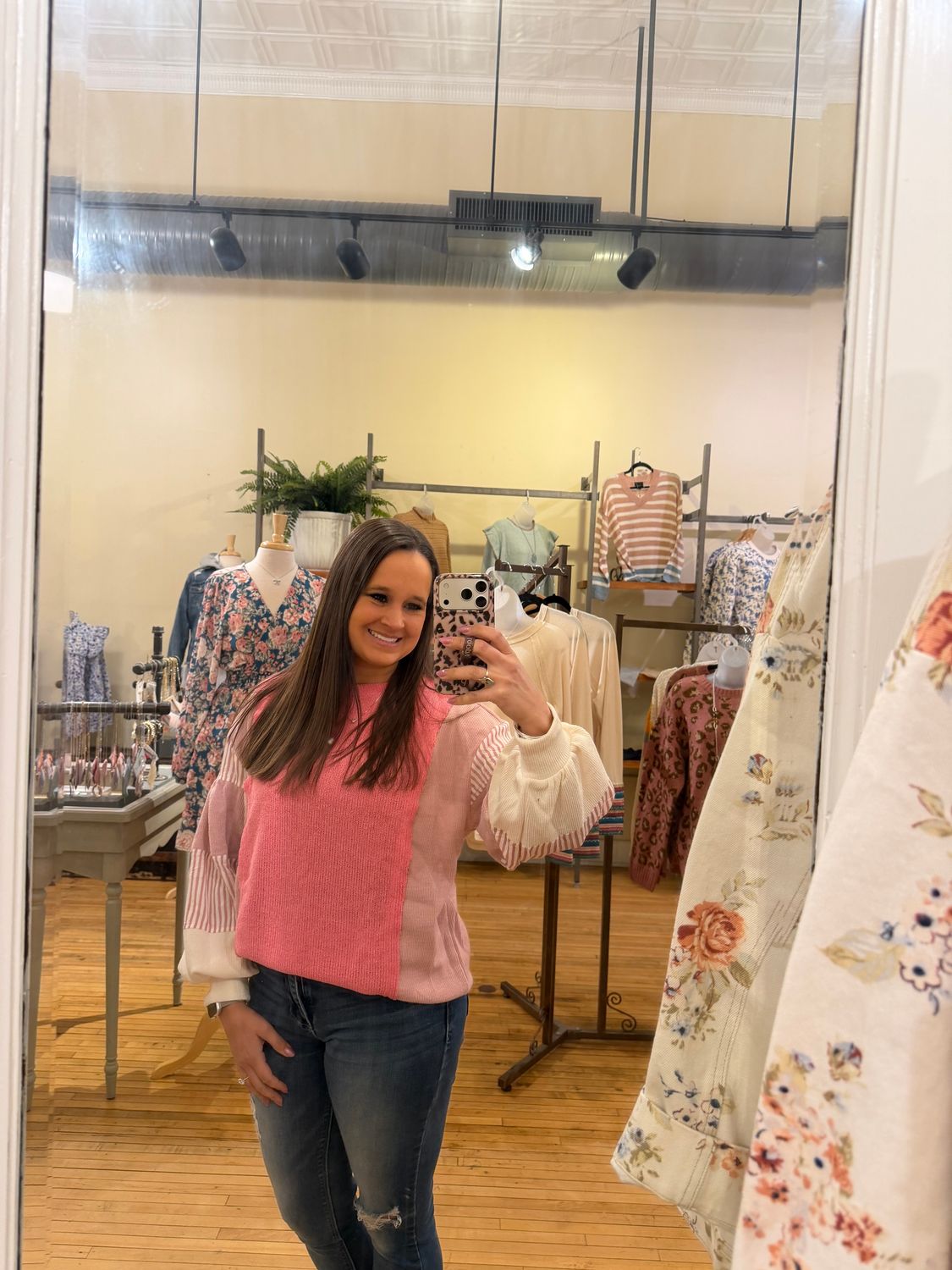 Abby Mixed Print Pinks LS