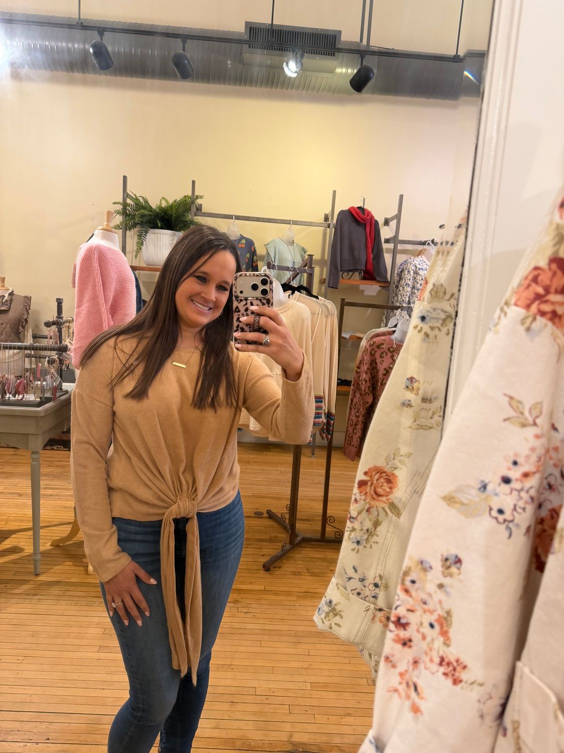 Velma Camel Tie Front LS