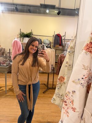 Velma Camel Tie Front LS