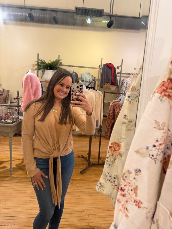 Velma Camel Tie Front LS