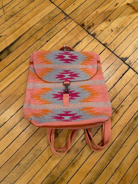 Pink Gray Orange Aztec Backpack