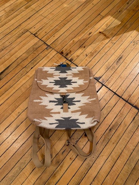 Beige Cream Gray Aztec Backpack