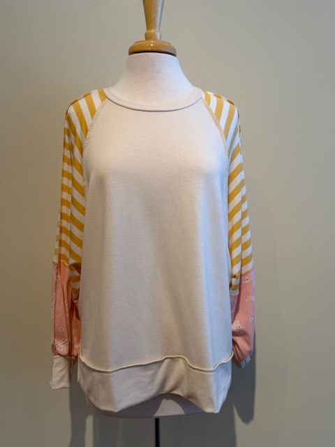 Daisy Raglan Stripe Colorblock LS