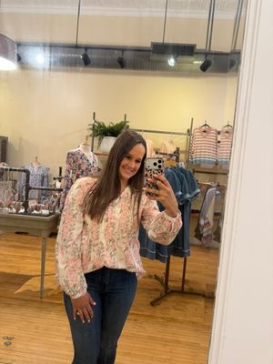 Kaia Floral Pin Tuck Button LS