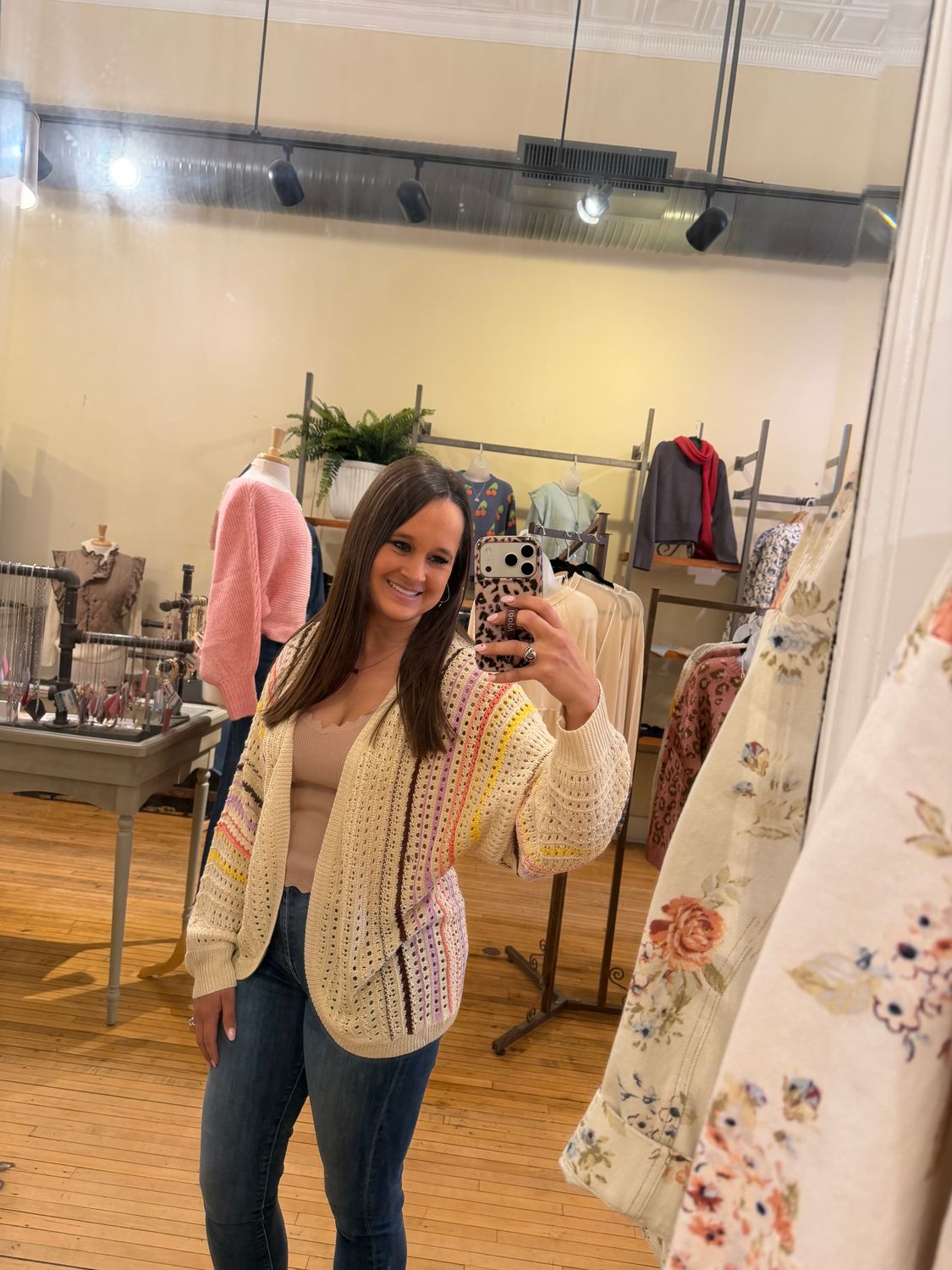 Sutton Oatmeal Dolman Stripe Crochet Cardi