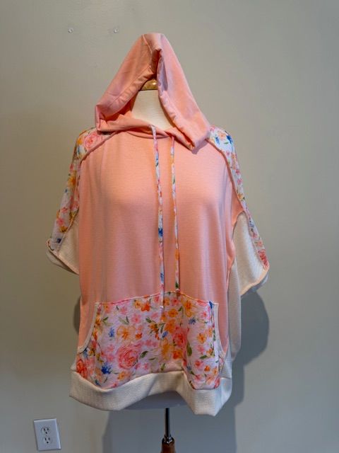 Tate Floral Colorblock Top w/ Hood