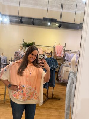 Tate Floral Colorblock Top w/ Hood