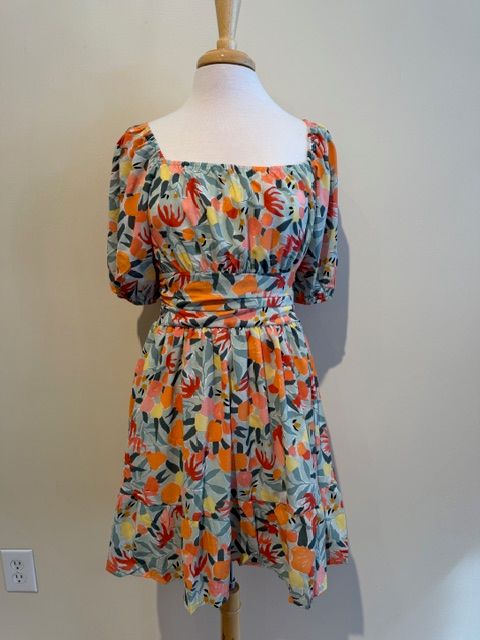 Emory Floral Balloon Sleeve Cut Back Dres
