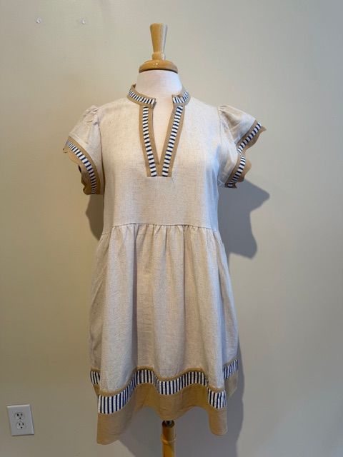 Collins Linen Babydoll Flutter Sleeve Dress