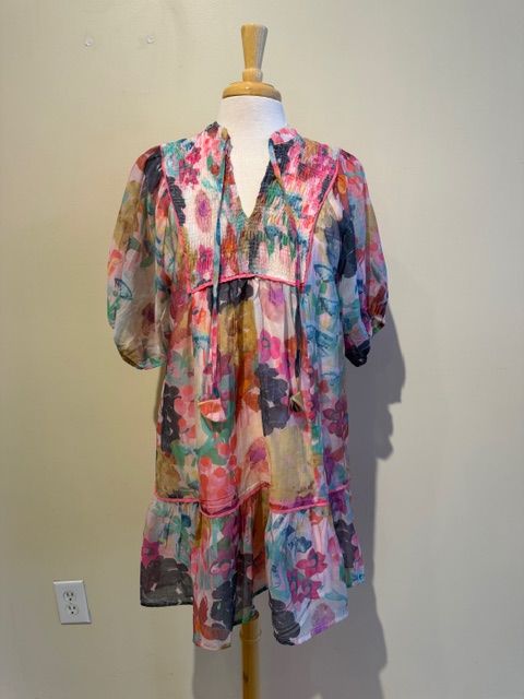 Magnolia Floral Watercolor Babydoll Dress