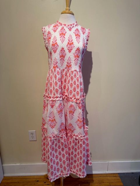 Ward Pink Smocked Midi Dress