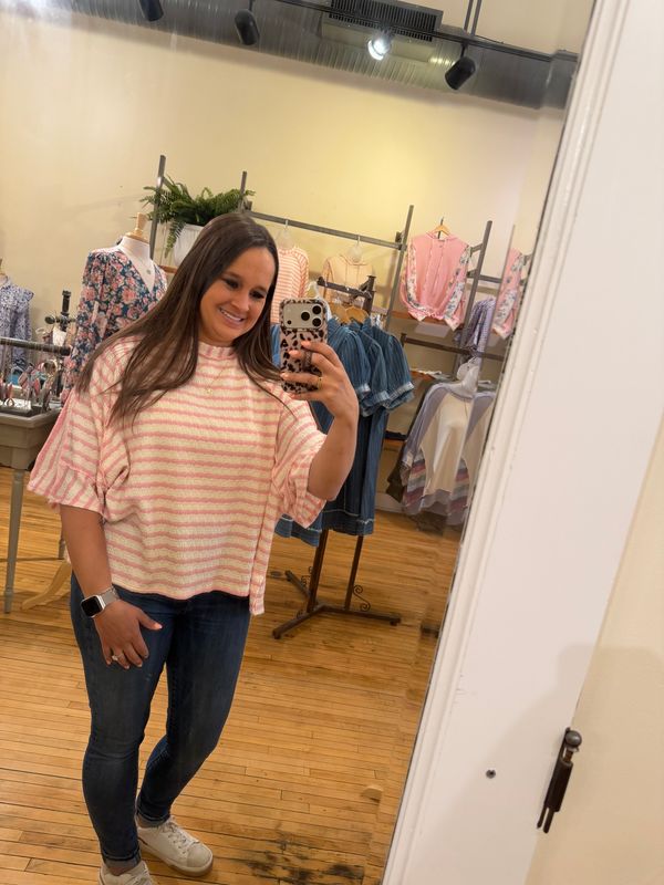 Joan Blush Stripe Raglan Top
