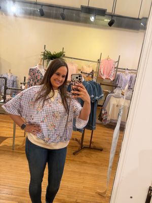 Nova Lavender Gingham Floral Top