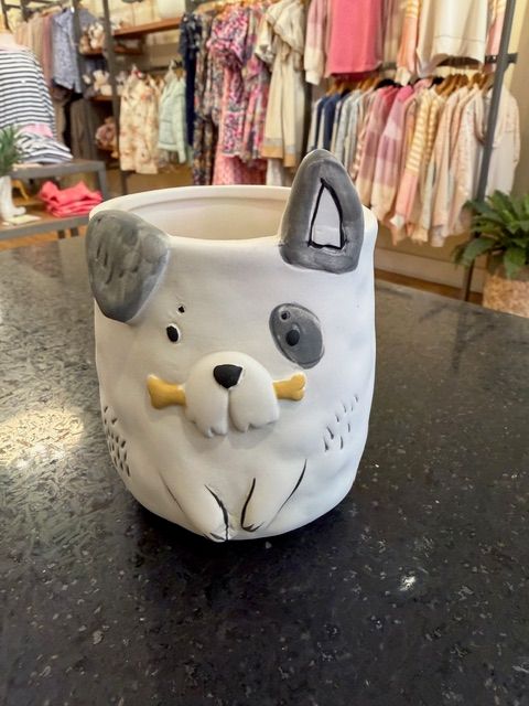 Ceramic Planter- Dog w/ Bone