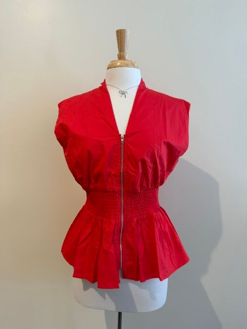 Shelly Smocked Zip Top