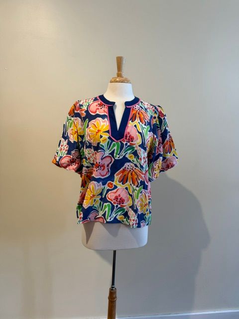 Libby Floral Bubble Sleeve Top