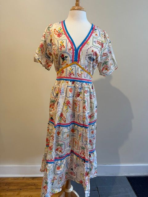 Laurel Floral Tiered Trim Midi Dress
