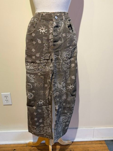 Allie Olive Paisley Barrel Pants