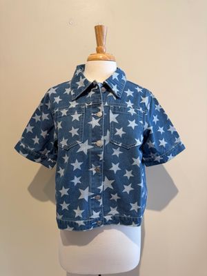 Sally Denim Star Button Top