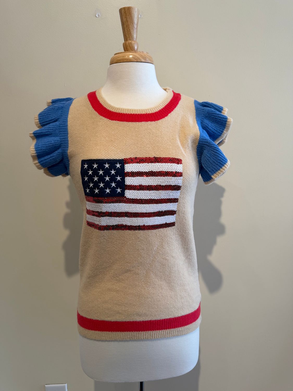 Ann Sequin Flag Knit Top