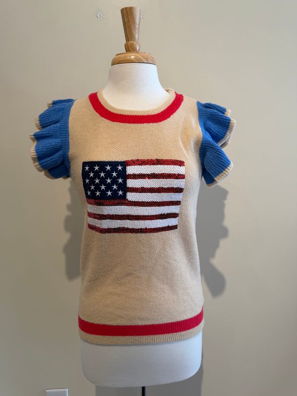 Ann Sequin Flag Knit Top