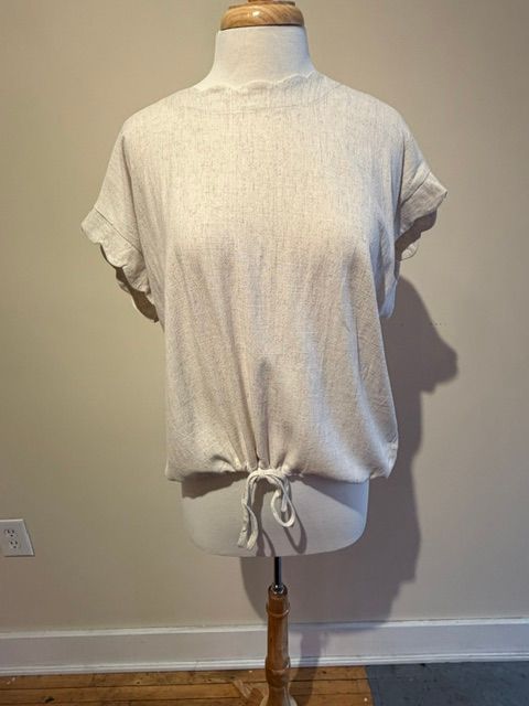 Nola Oatmeal Linen Tie Top