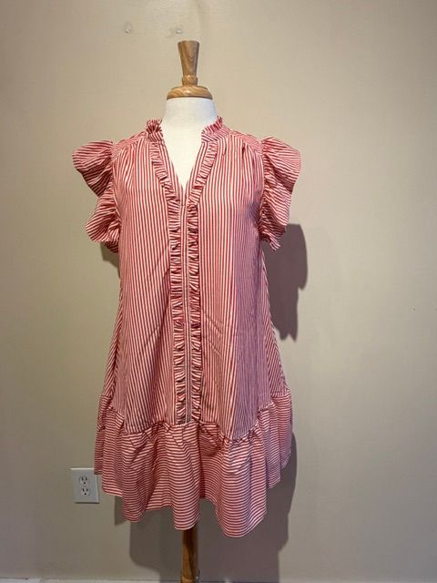 Tinsley Red Stripe Ruffle Dress