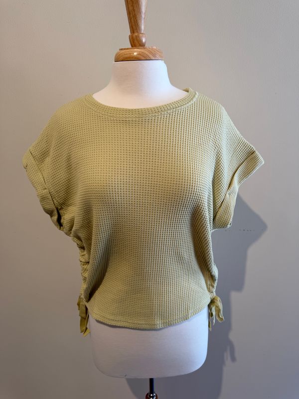 Lula Waffle Ruched Side Tie Top