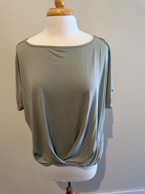 Cora Olive Pleated Top