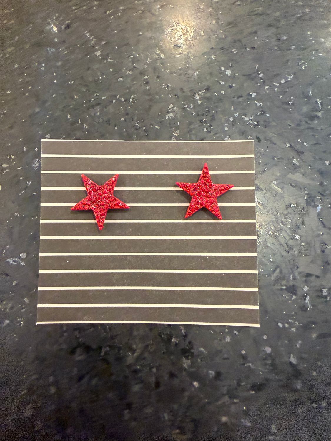 Red Rhinestone Star Earrings