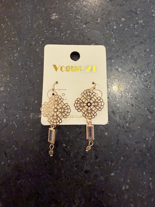 Gold Mandala Stone Earrings