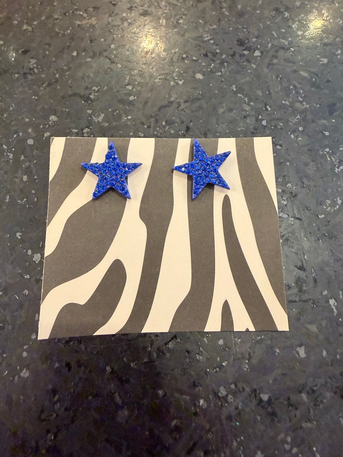 Blue Rhinestone Star Earrings
