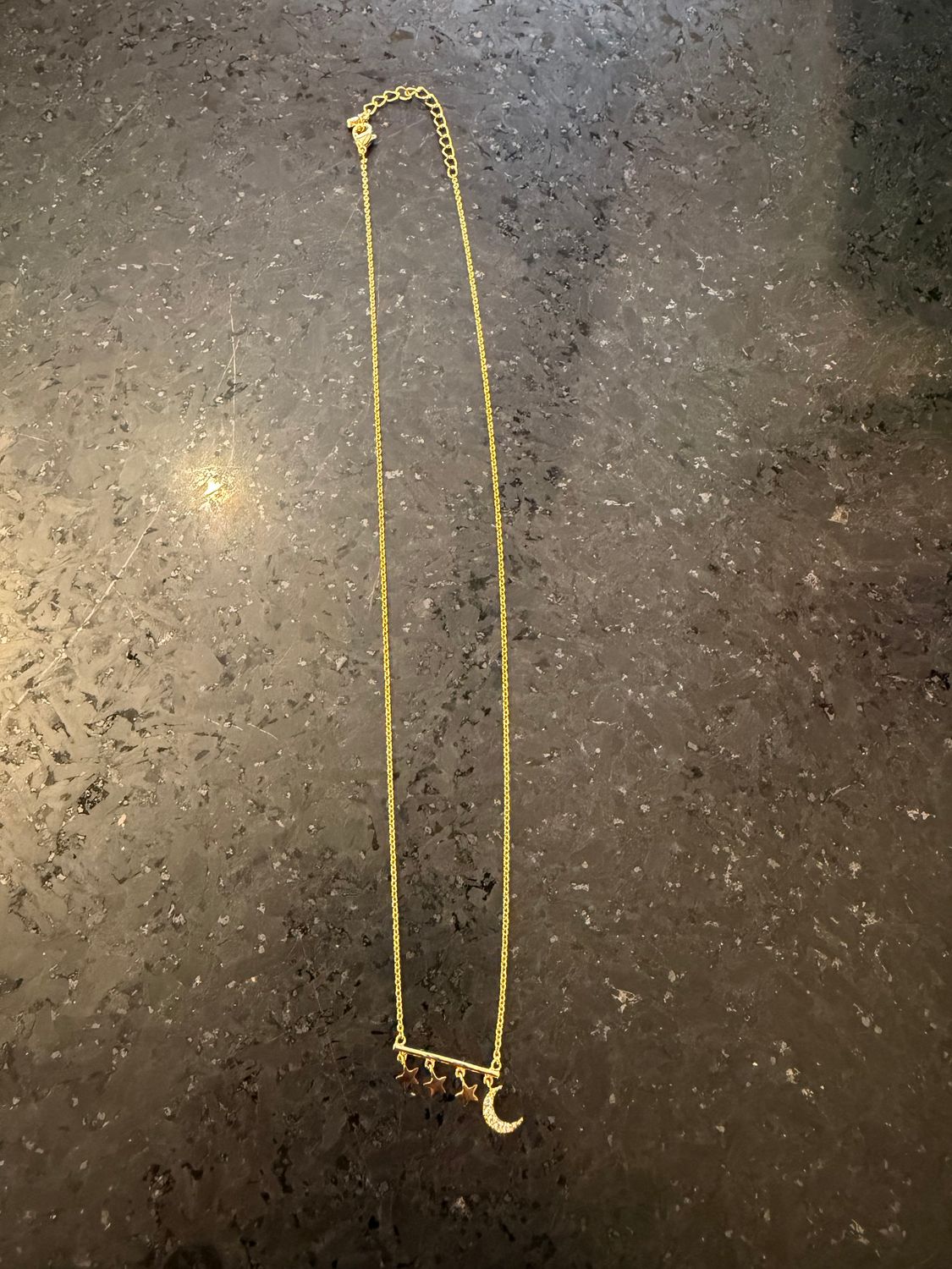 Gold Moon Stars Bar Necklace