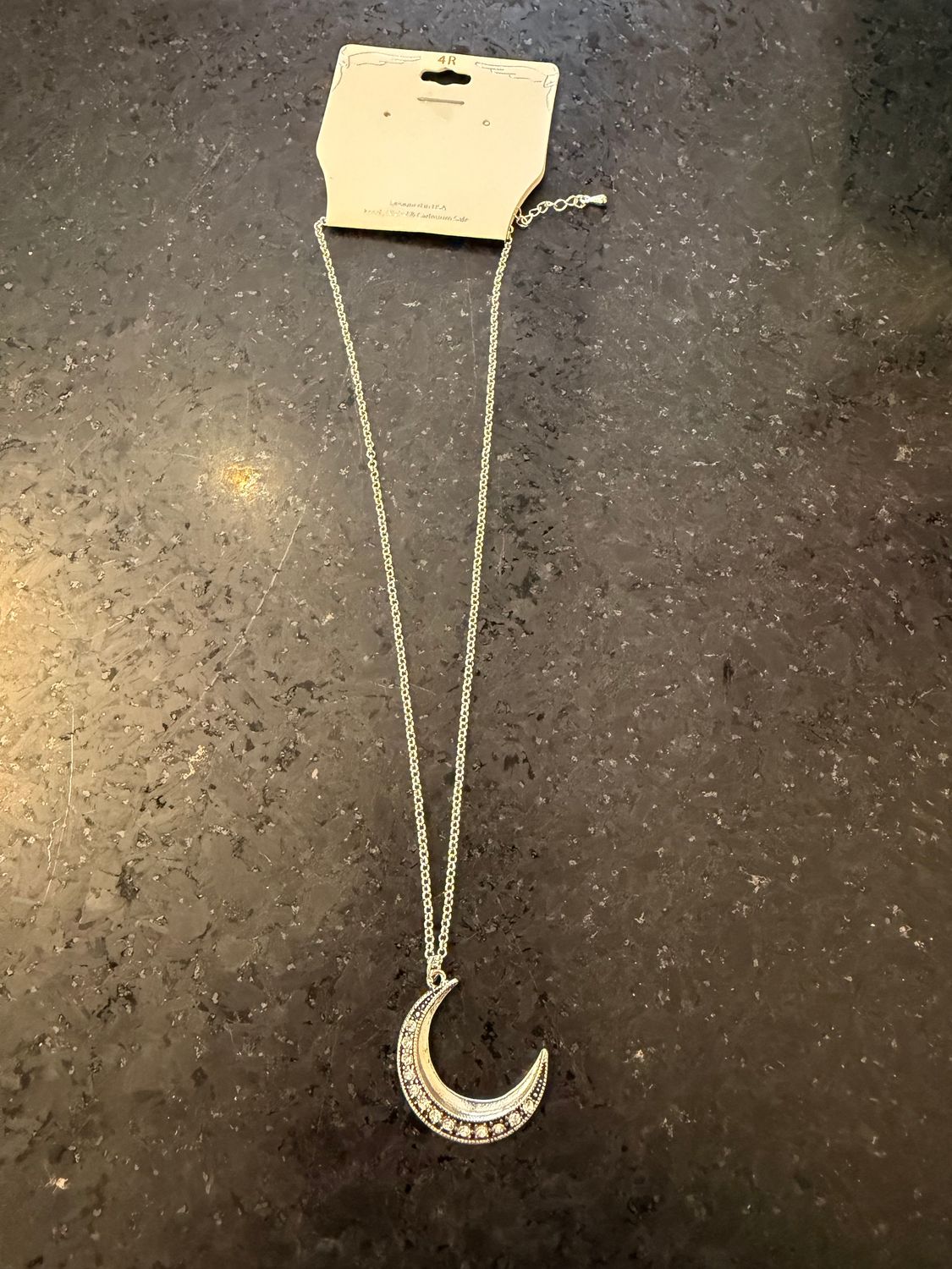Silver Rhinestone Moon Necklace