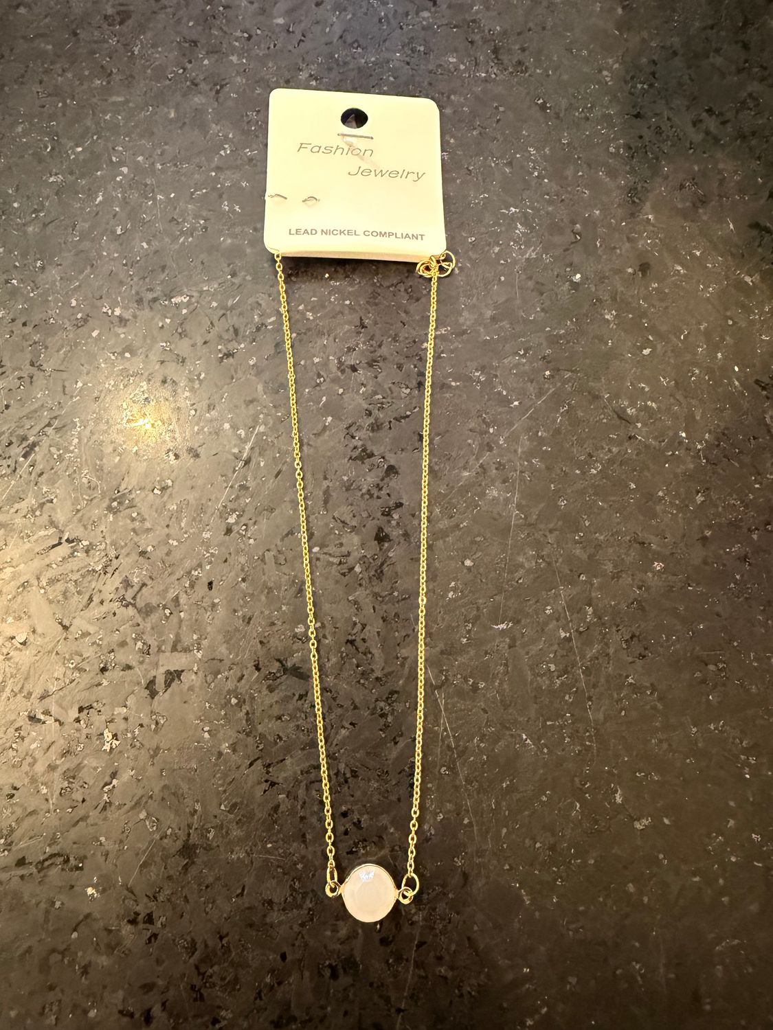 Gold Necklace w/ White Stone Necklace