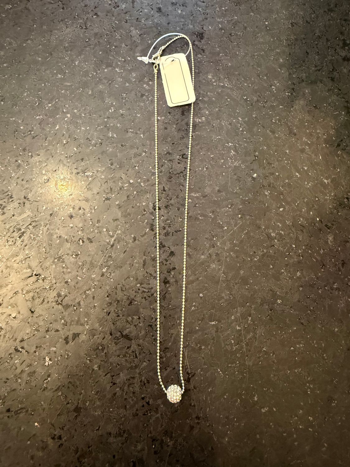 Silver Necklace w/ Rhinestone Ball