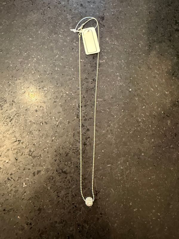Silver Necklace w/ Rhinestone Ball