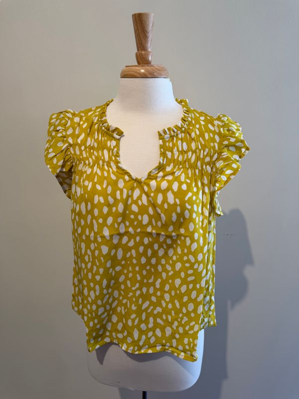 Monroe Yellow Fawn Print Top
