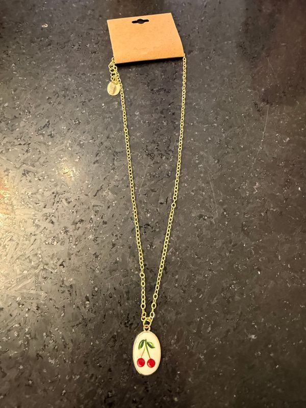 Cherry Vintage Enamel Necklace