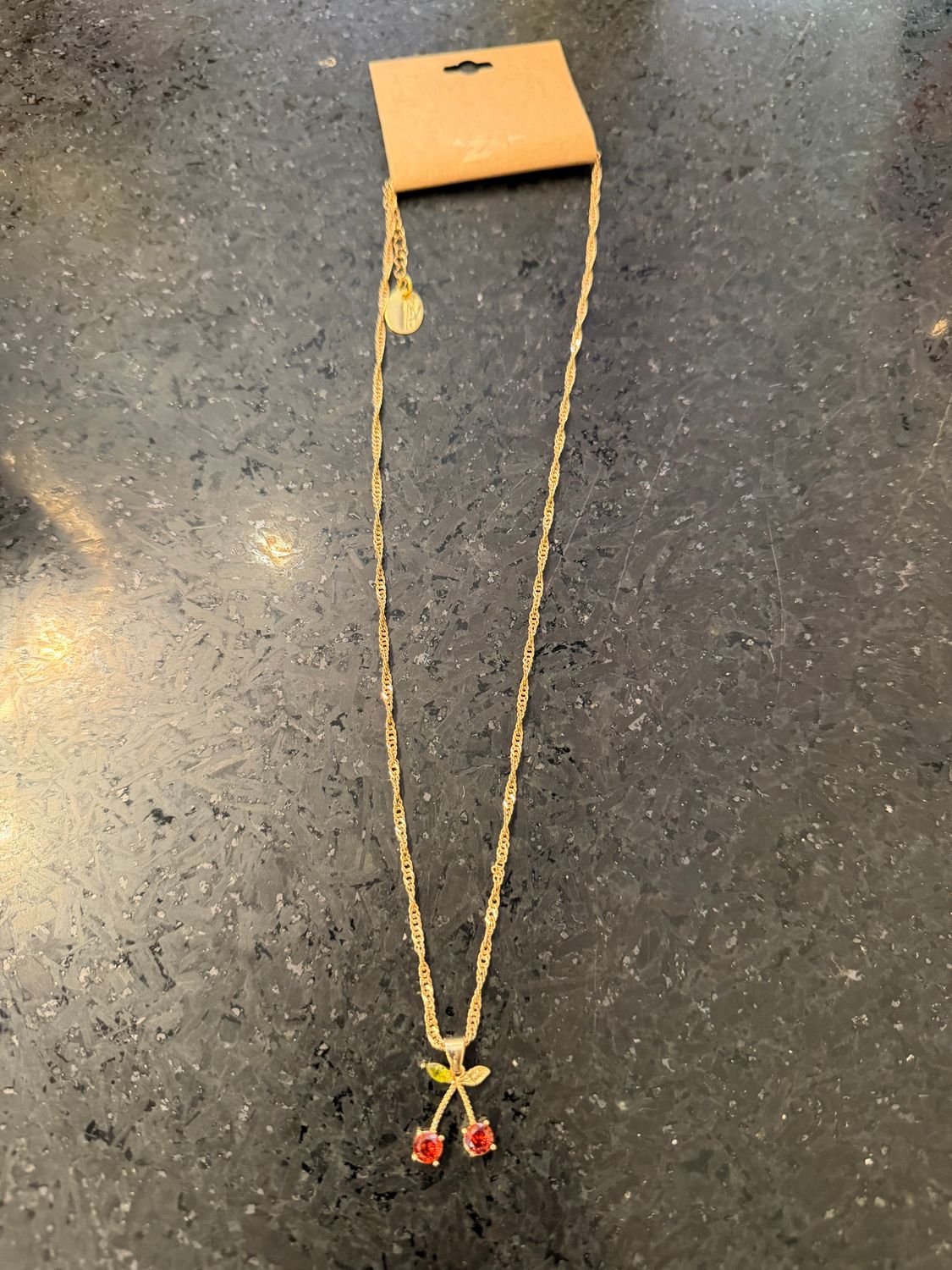 Cherry Crystal Gold Necklace