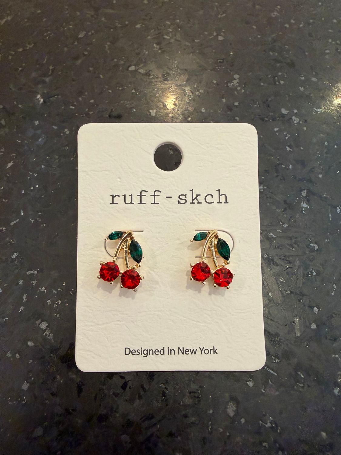 Mini Cherry Rhinestone Stud Earrings