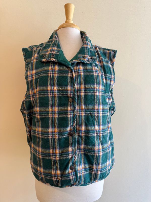 River Snap Plaid Quilted Vest