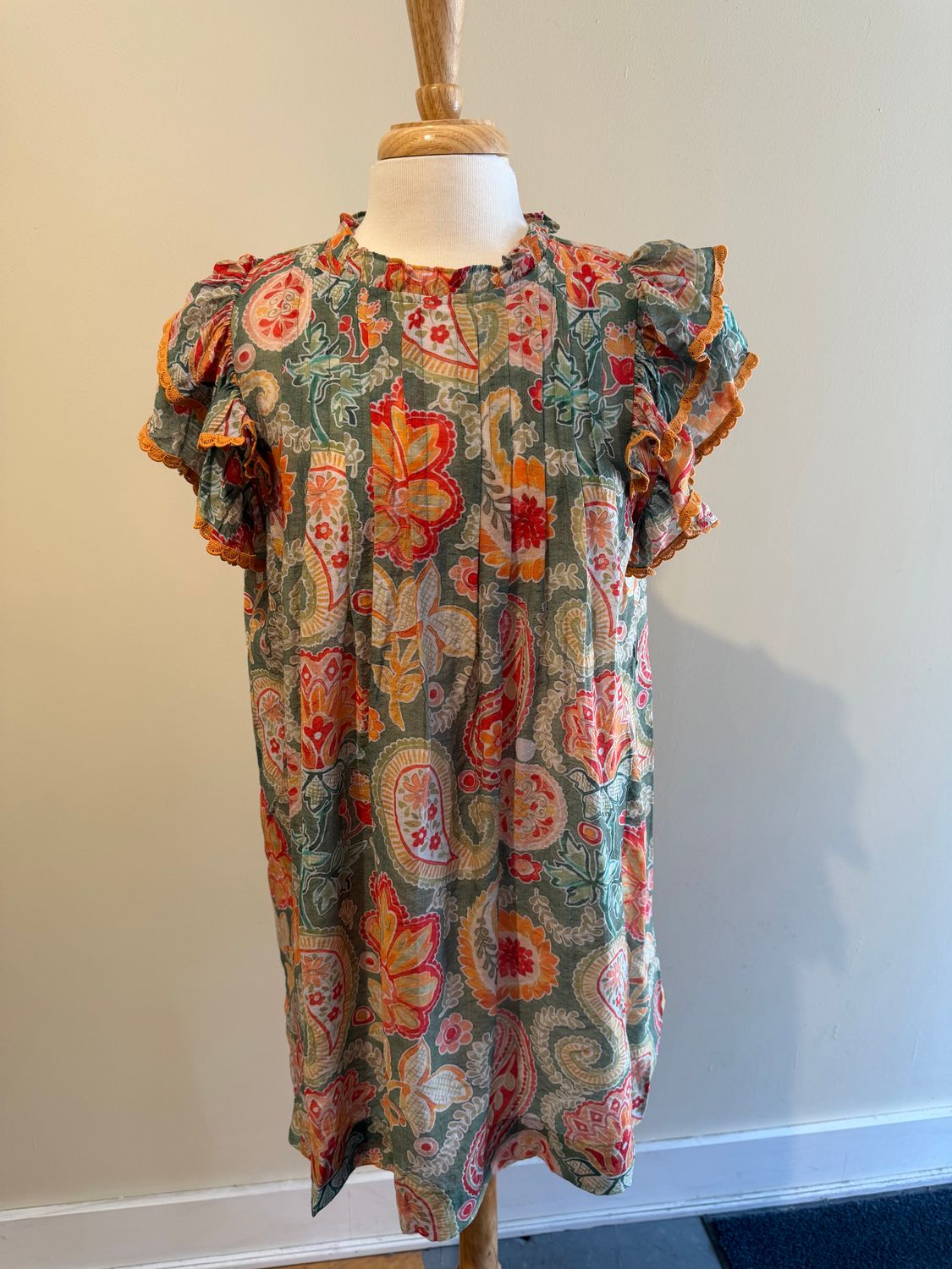 Maple Paisley Ruffle Dress